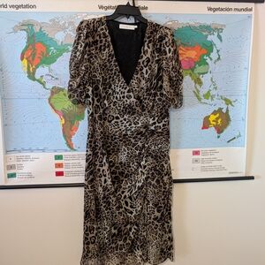 Astr Leopard Print Midi Dress - Brown & Black